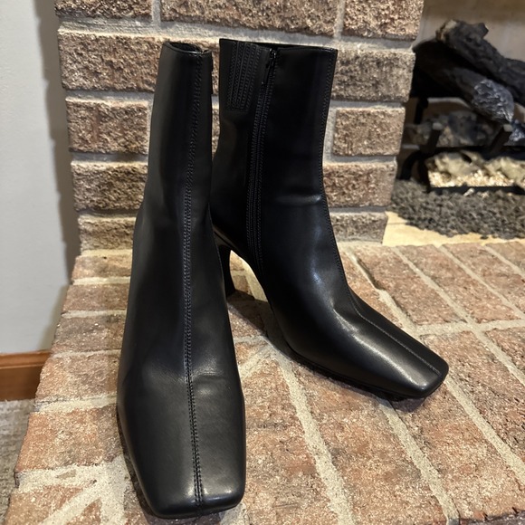 Jeffrey Campbell Shoes - Jeffery Campbell Womens Tardy Square Toe Flared Heel Black Ankle Boot Sz 10 #414